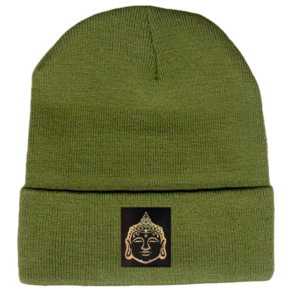 Cuffed Beanie Olive Green, Customizable with any Patch and Variation Below