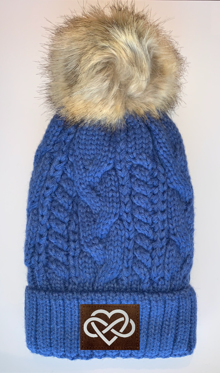 Buddha gear Buddha Wear Plush Blue, Blanket Lined Cable Knit, Pom Pom Beanie with Unicorn, Om, Phoenix, Namaste, Lotus, Tree of Life, Moons, Infinite Heart or Cristian Fish/ichthus  Buddha Beanies