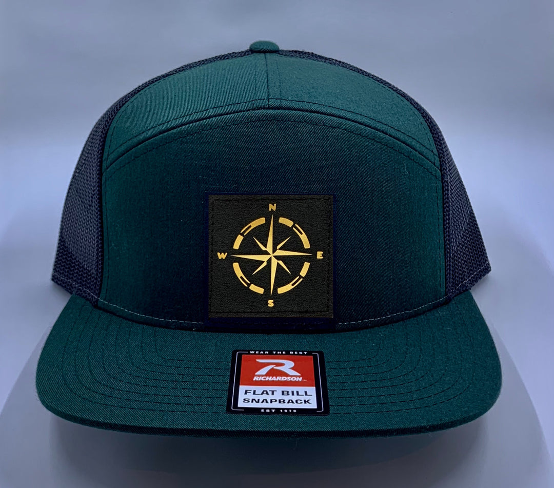 Skater Hat Green 4 Panel Flatbill Buddha Lid w Handmade Cannabis, Flower of Life, Merkaba, Om, Eye of Horus, Mushrooms, Compass, Yin Yang Sun, Tree of Life, Triquetra, Ganesha Patch over your Third Eye Yoga Buddha Gear