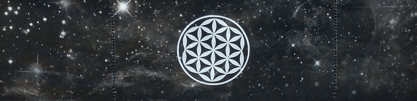 Headband - Black Cosmo Buddha band with Flower of Life by buddha gear