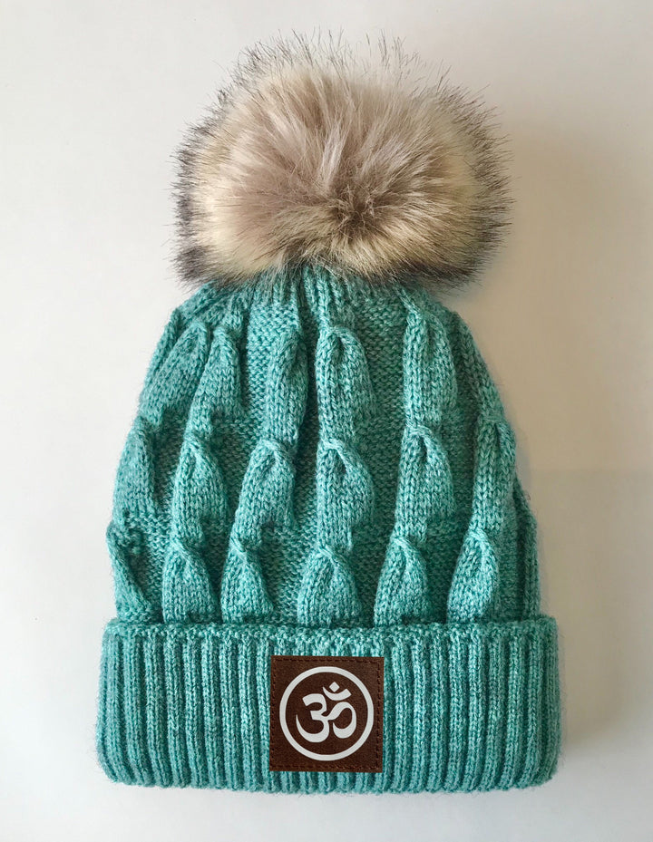 Beanies - Mint Plush, Blanket Lined, Marled Pom Pom Yoga Beanie by Buddha Gear
