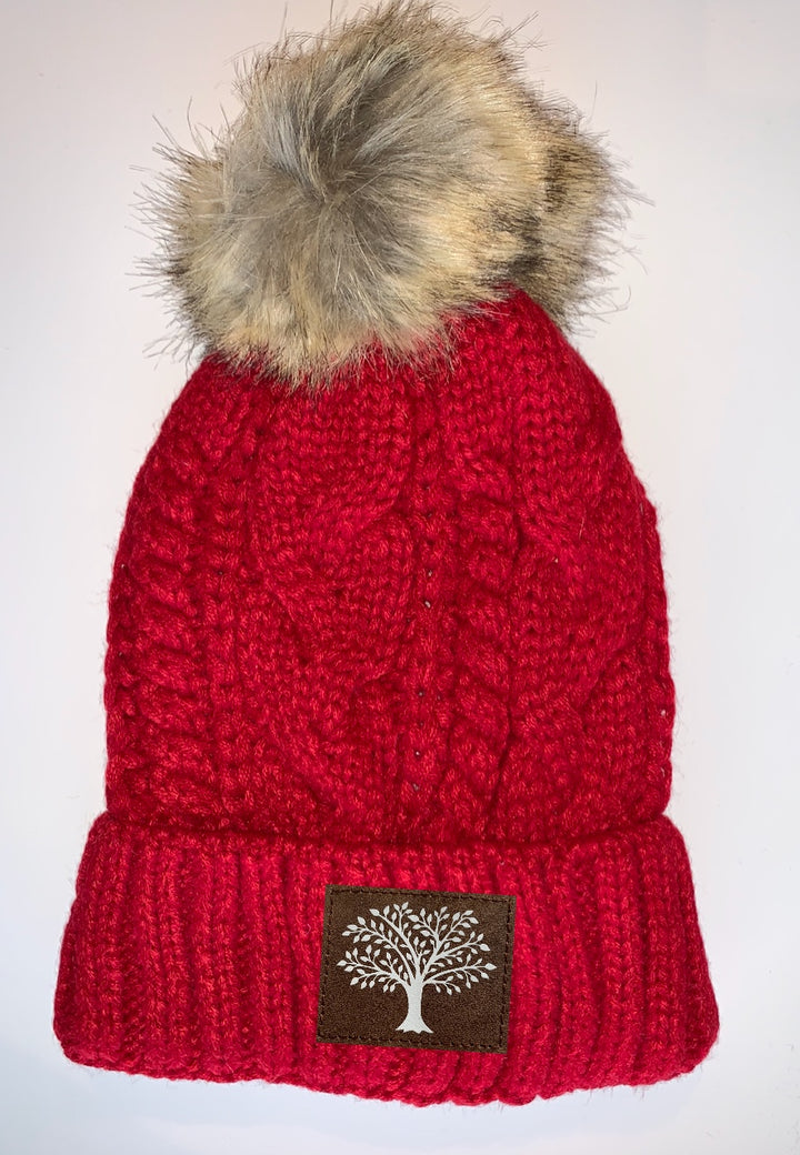 Red Buddha Beanie Red Plush Pom Pom Beanie with Unicorn, Om, Phoenix, Namaste, Lotus, Tree of Life, Moons, Infinite Heart or Cristian Fish / ichthus. Buddha gear Buddha Wear