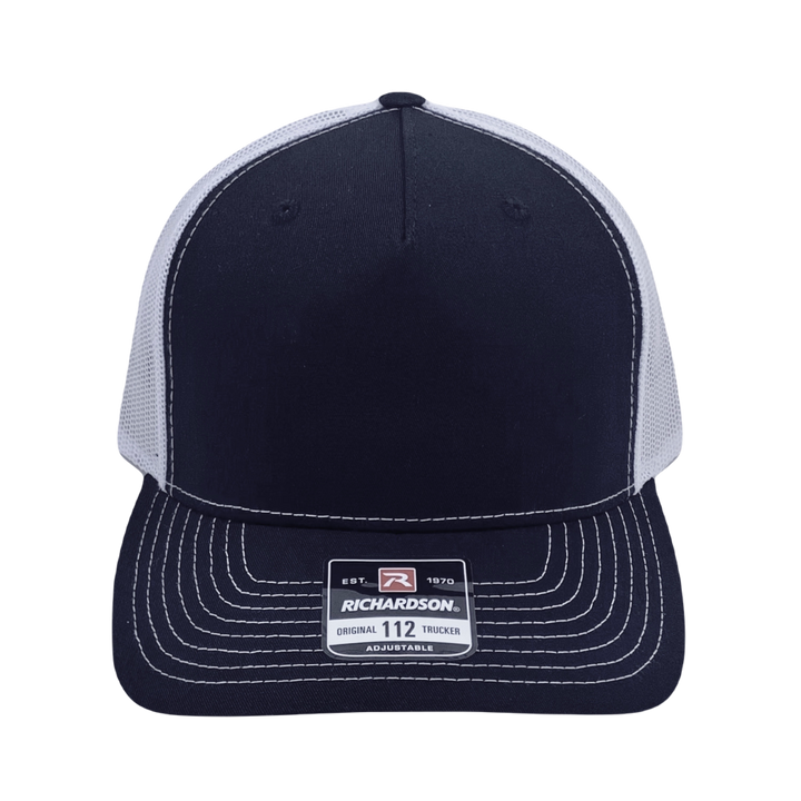 Richardson 112 trucker hat, black/white five panel with black/holo green Zen Cannabis